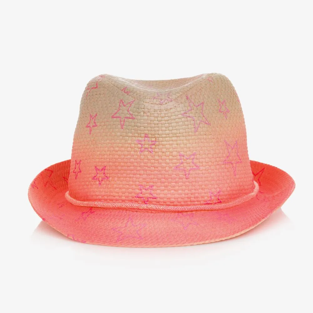 Girls Pink Straw Sun Hat