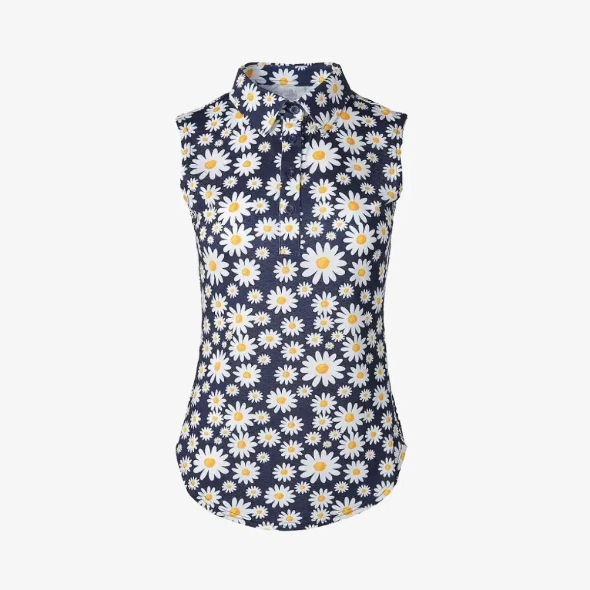 Women's Sleeveless Daisy Flower Performance Golf Polo