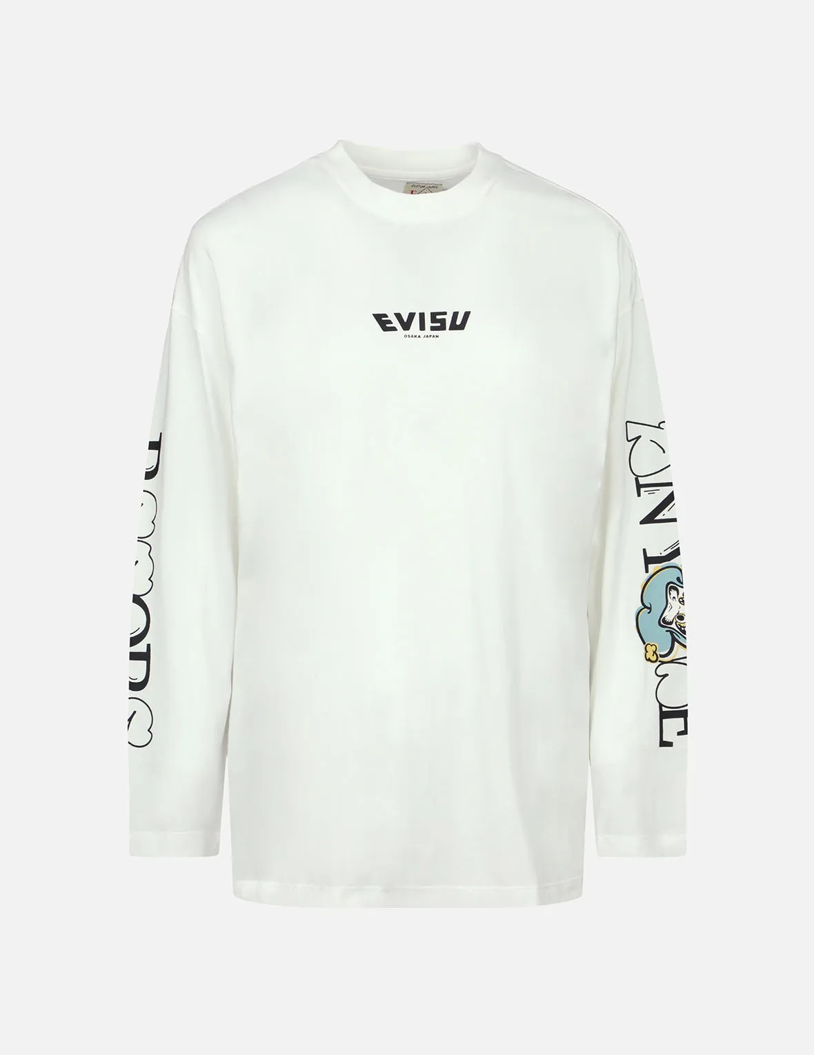 Graffiti Daruma Slogan Print Long-sleeve T-Shirt