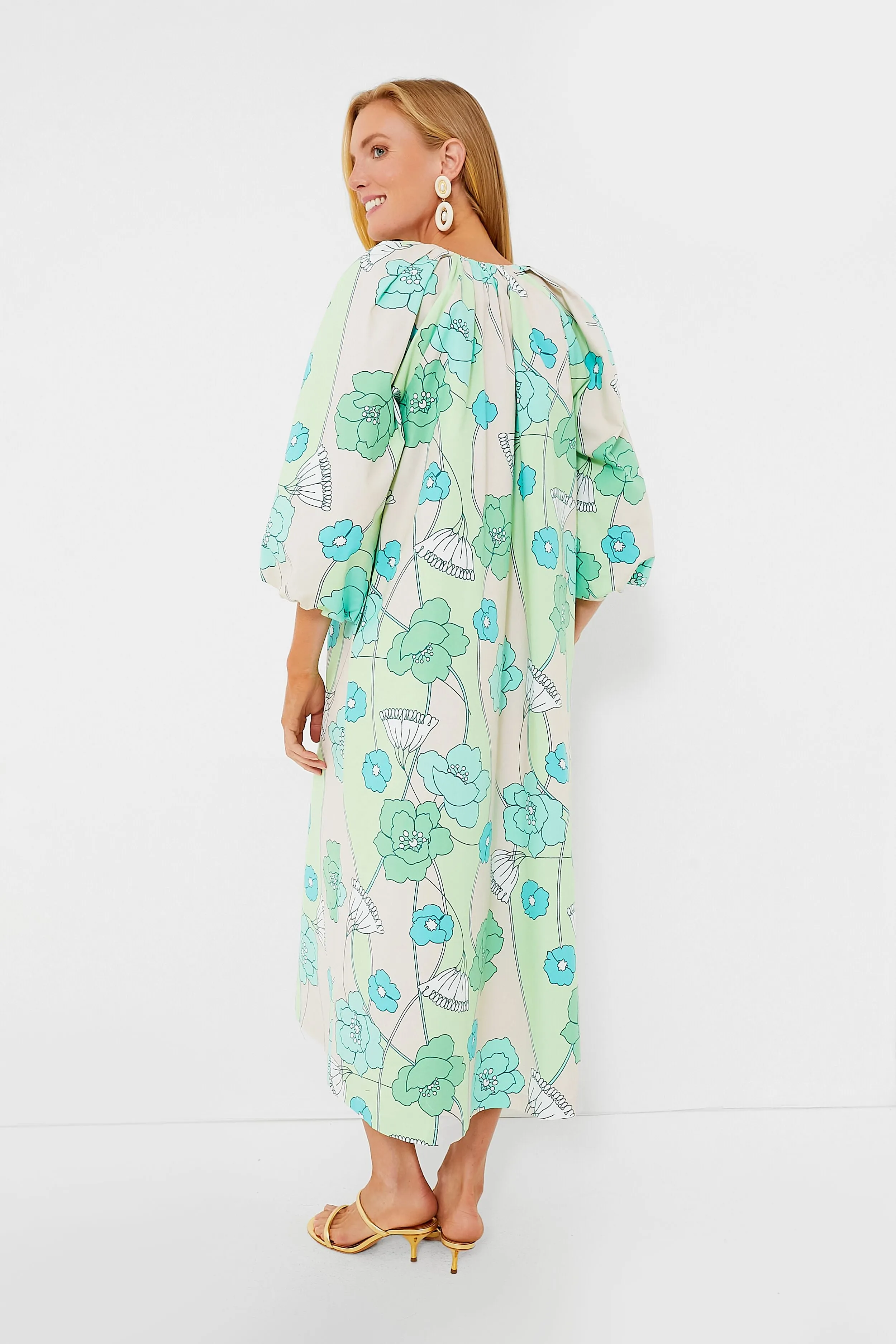 Green and Blue Floral Dorinda Midi Dress