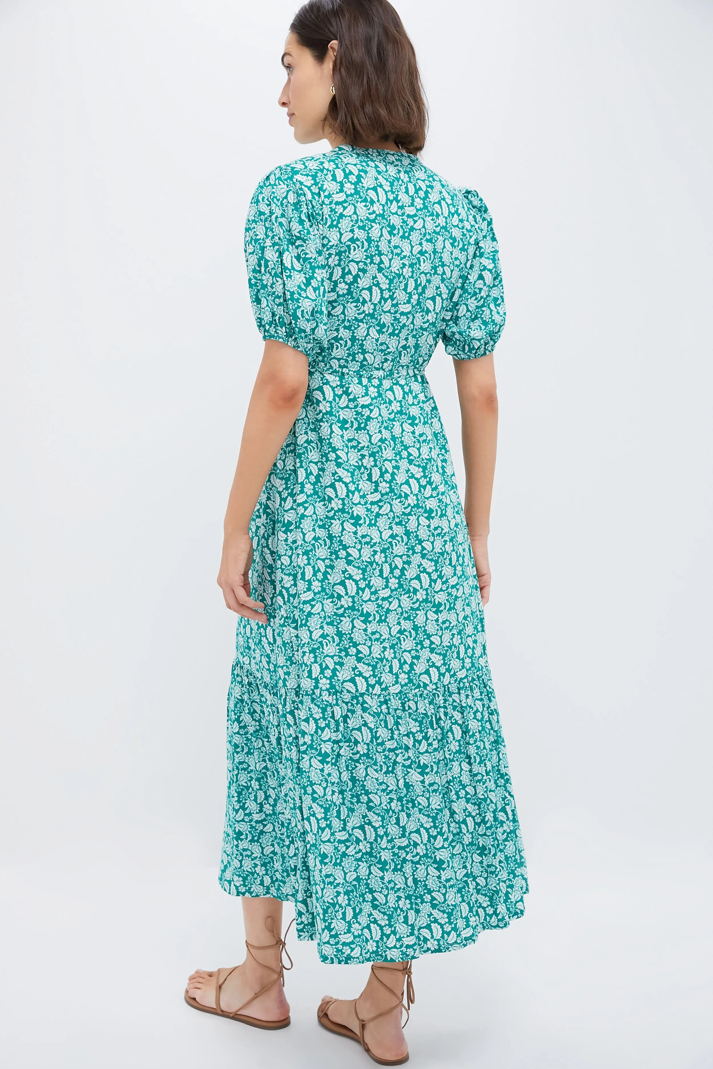 Green Micro Floral Frannie Maxi Dress