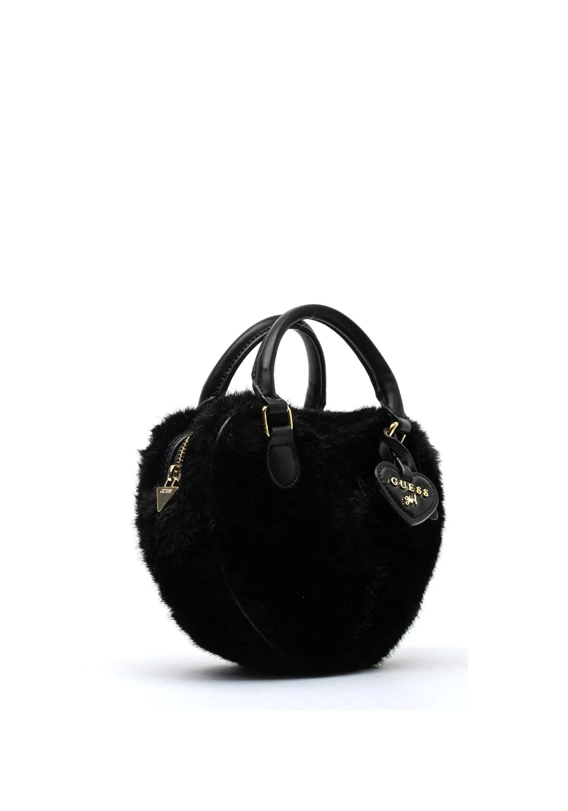 Guess Older Girl Heart Faux Fur Bag, Black