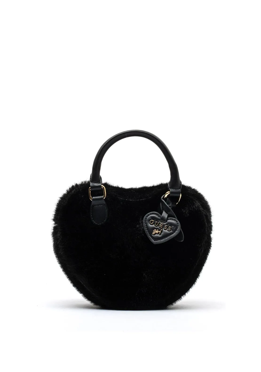 Guess Older Girl Heart Faux Fur Bag, Black