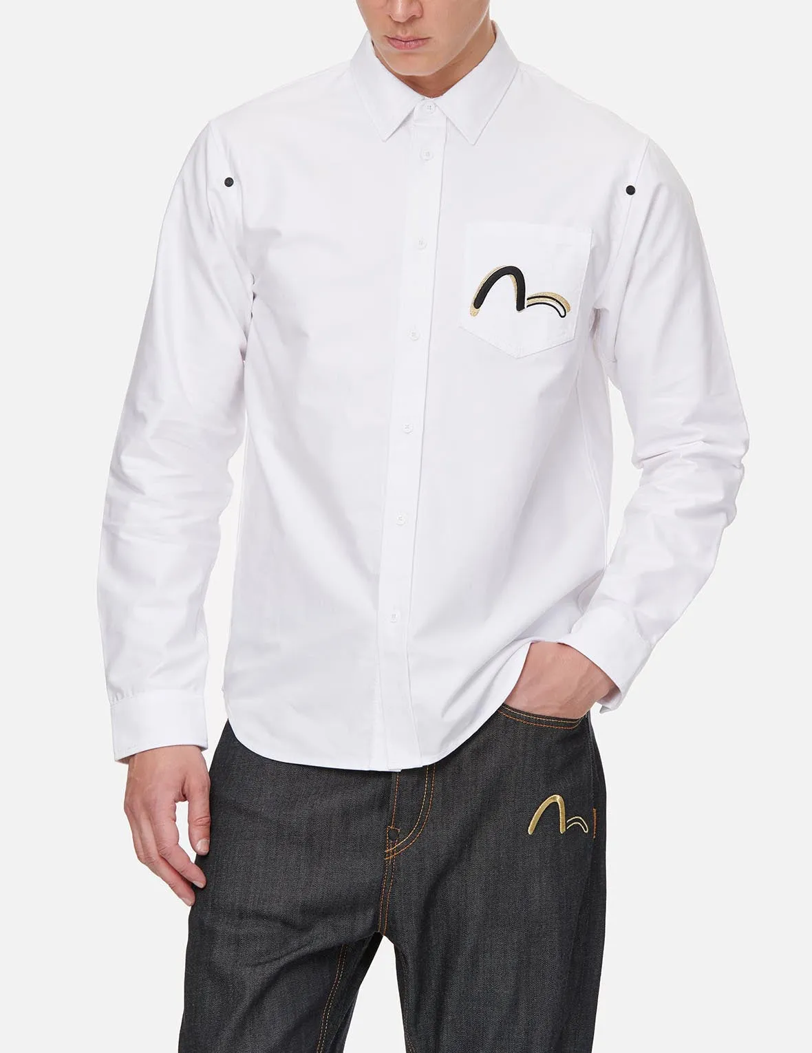 Hannya Skull and Logo Print Oxford Shirt