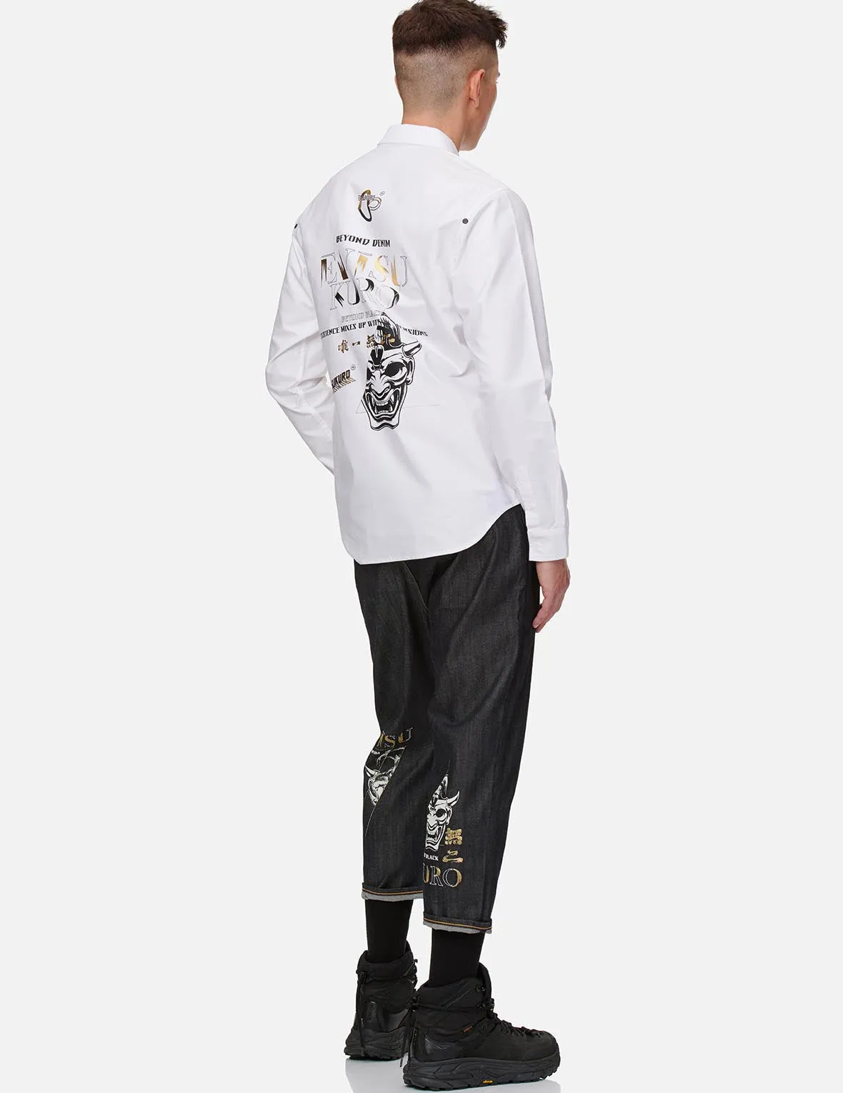 Hannya Skull and Logo Print Oxford Shirt