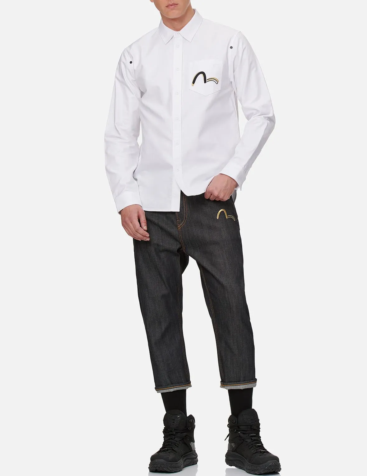 Hannya Skull and Logo Print Oxford Shirt