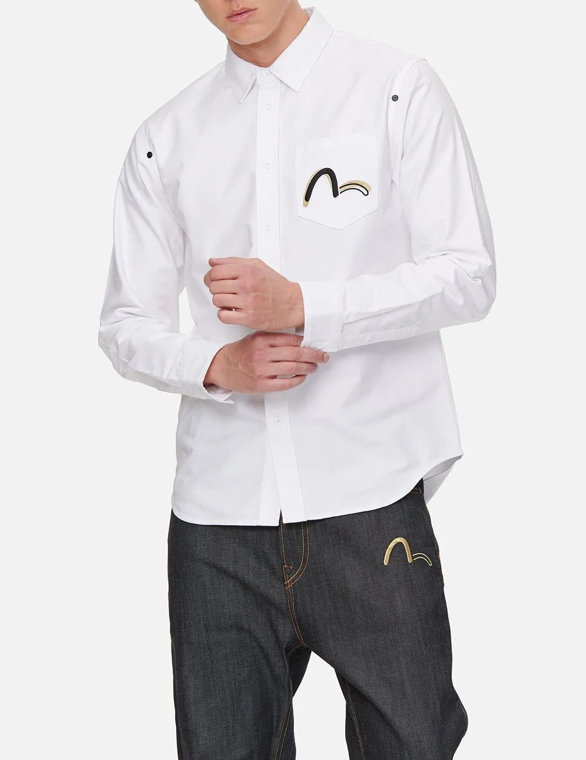 Hannya Skull and Logo Print Oxford Shirt