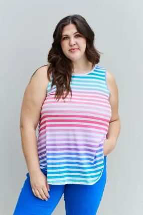 Heimish Colorful Striped Round Neck Top - Sleeveless - Love Yourself - Full Size