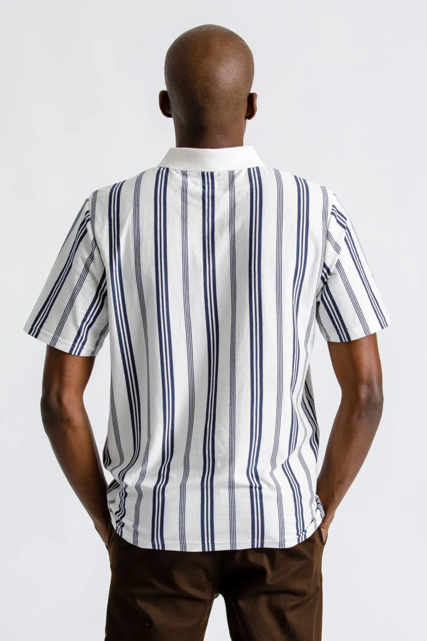 Hilt Gate S/S Polo - Off White/Washed Navy