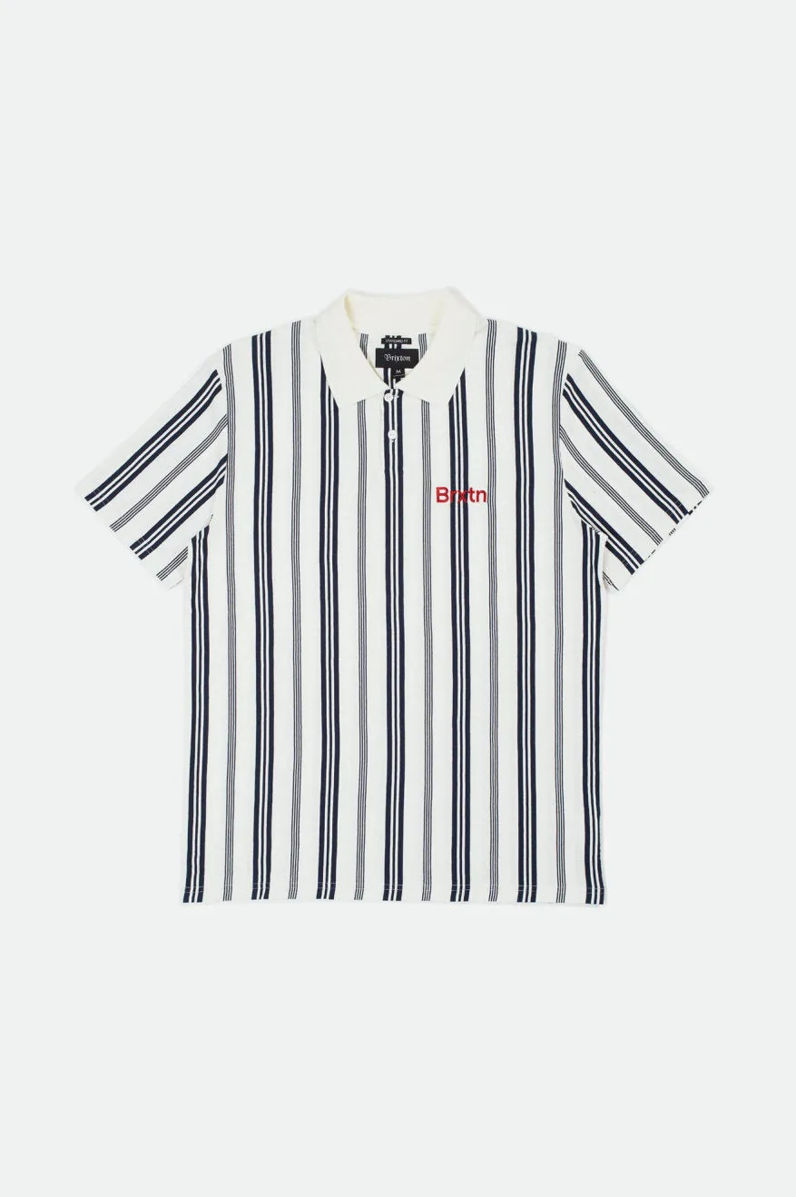 Hilt Gate S/S Polo - Off White/Washed Navy