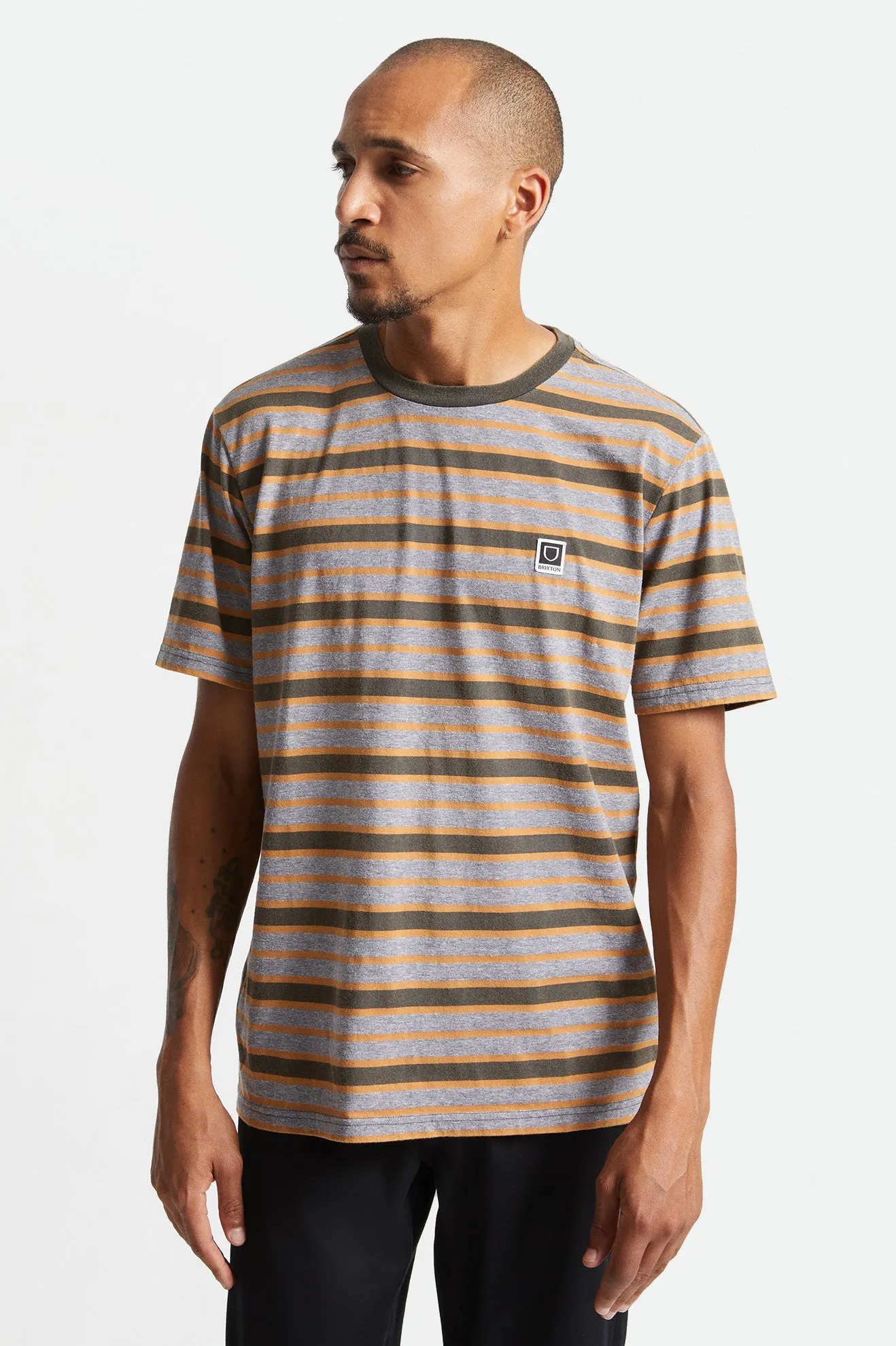 Hilt Multi Stripe S/S Knit - Washed Black/Heather Grey Sun Wash