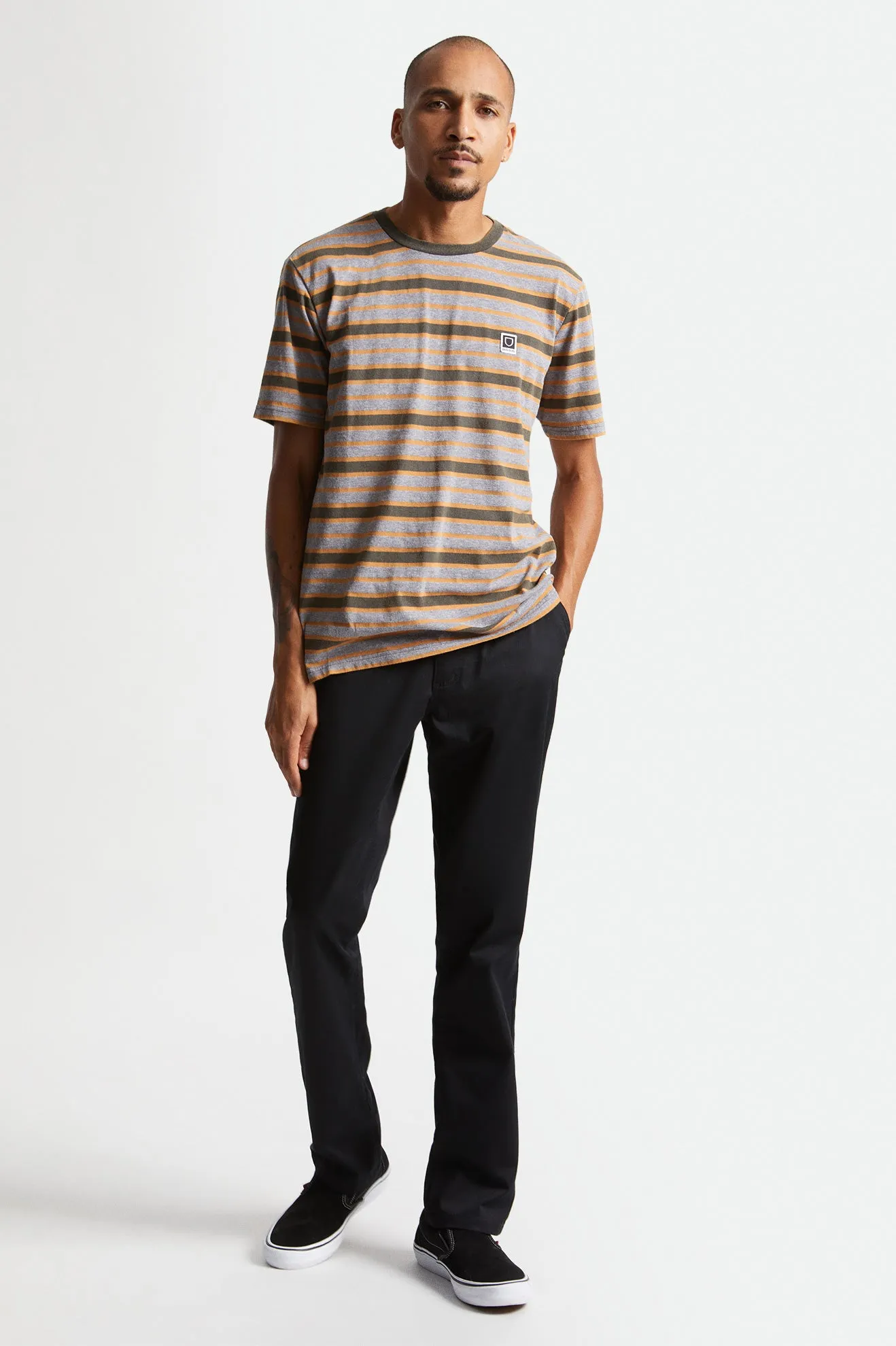 Hilt Multi Stripe S/S Knit - Washed Black/Heather Grey Sun Wash