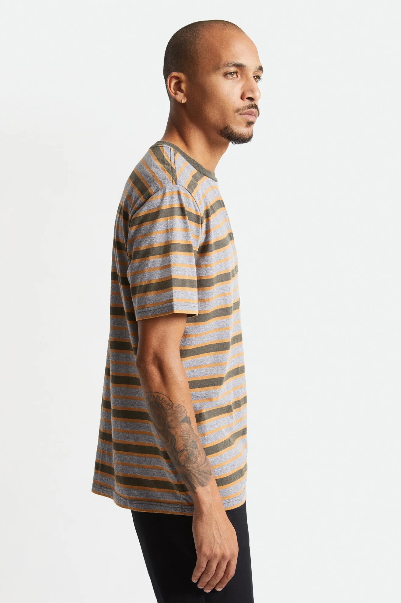 Hilt Multi Stripe S/S Knit - Washed Black/Heather Grey Sun Wash