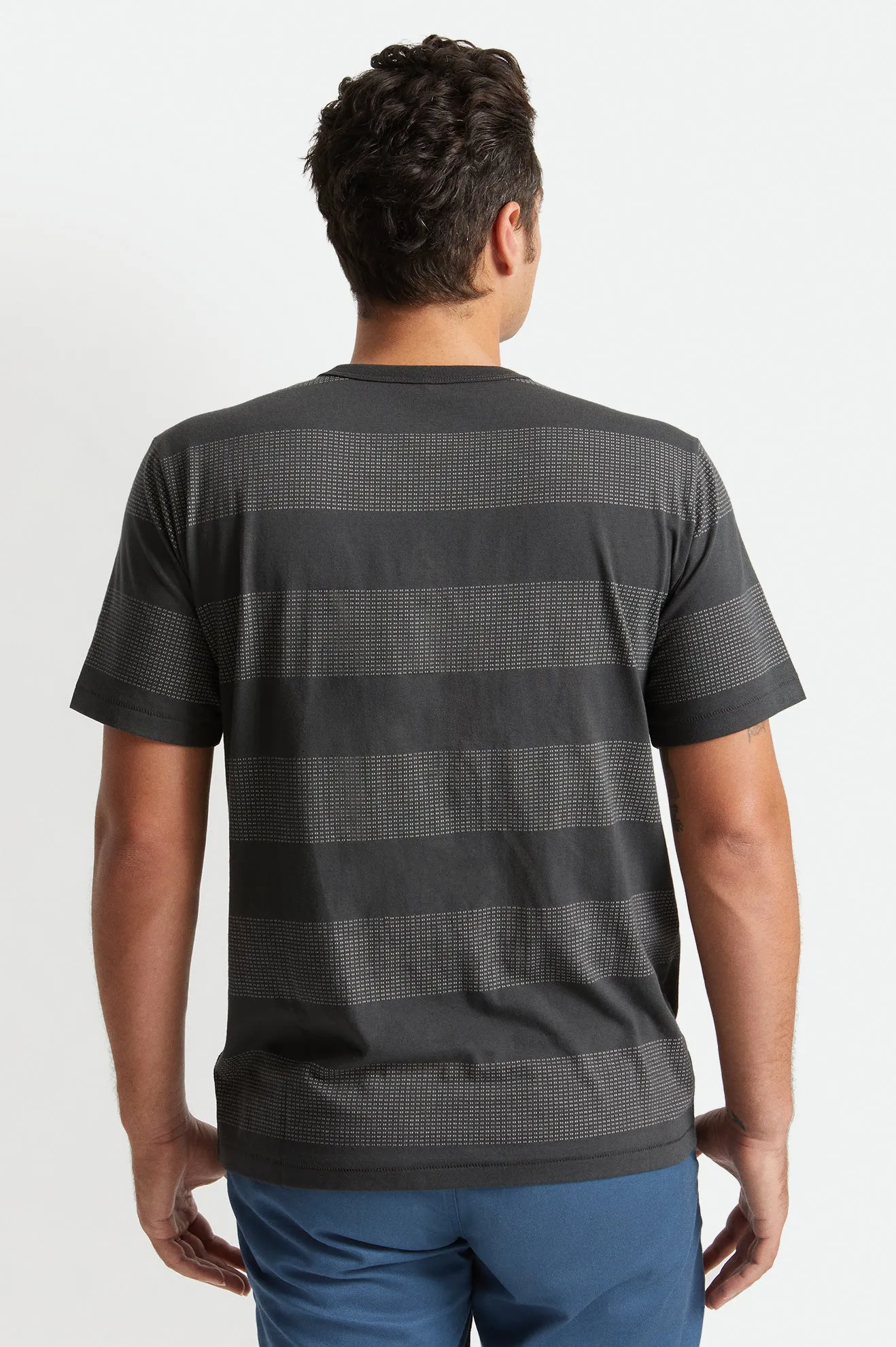 Hilt Stripe S/S Henley Knit - Washed Black/Beige