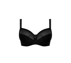 Underwire Side Support Bra in Black with Illusion design