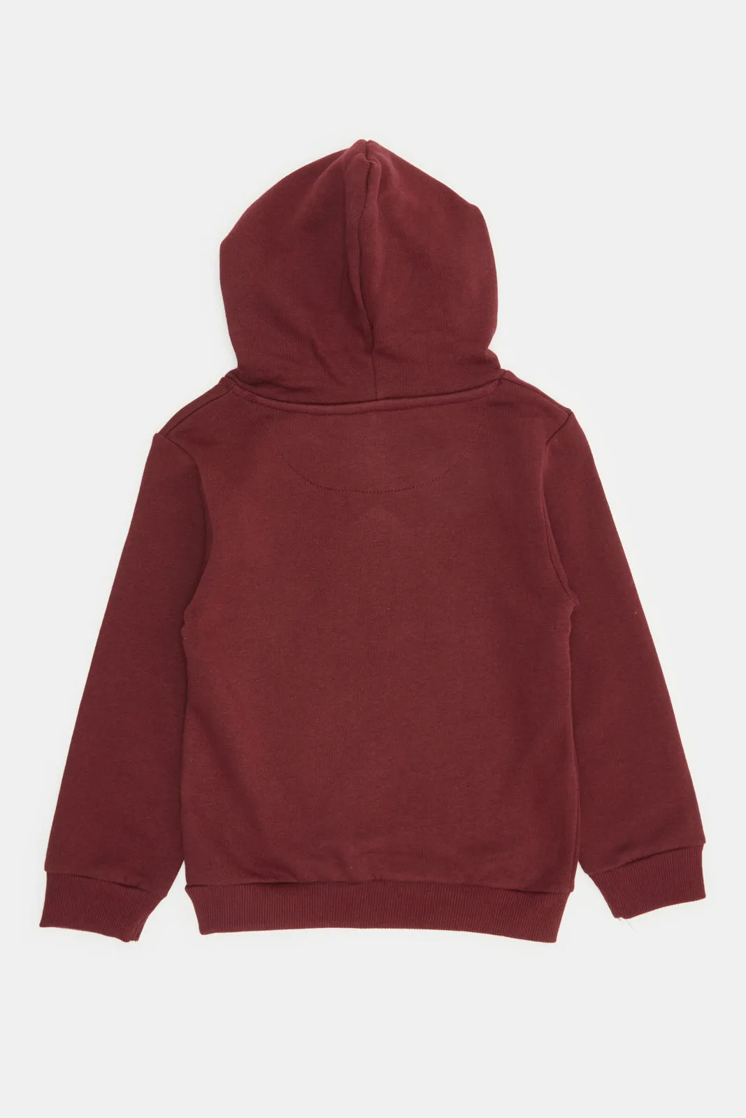 Infant Boys Burgundy Hooded Printed Sweatshirt