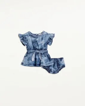 Infant Girl Indigo Tie Dye Dress Set