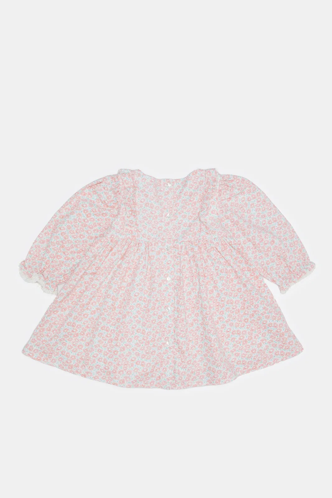 Infant Girls White Printed Dress