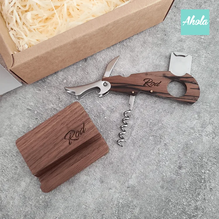 【Java】Wooden Opener+Phone stand Gift Set 木製開瓶器+手機座禮盒套裝 ( 3-5個工作日完成)