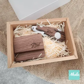 【Java】Wooden Opener+Phone stand Gift Set 木製開瓶器+手機座禮盒套裝 ( 3-5個工作日完成)