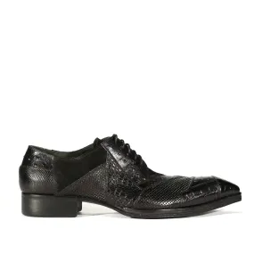 Men's Black Multi Material Derby Oxfords by Jo Ghost 2028