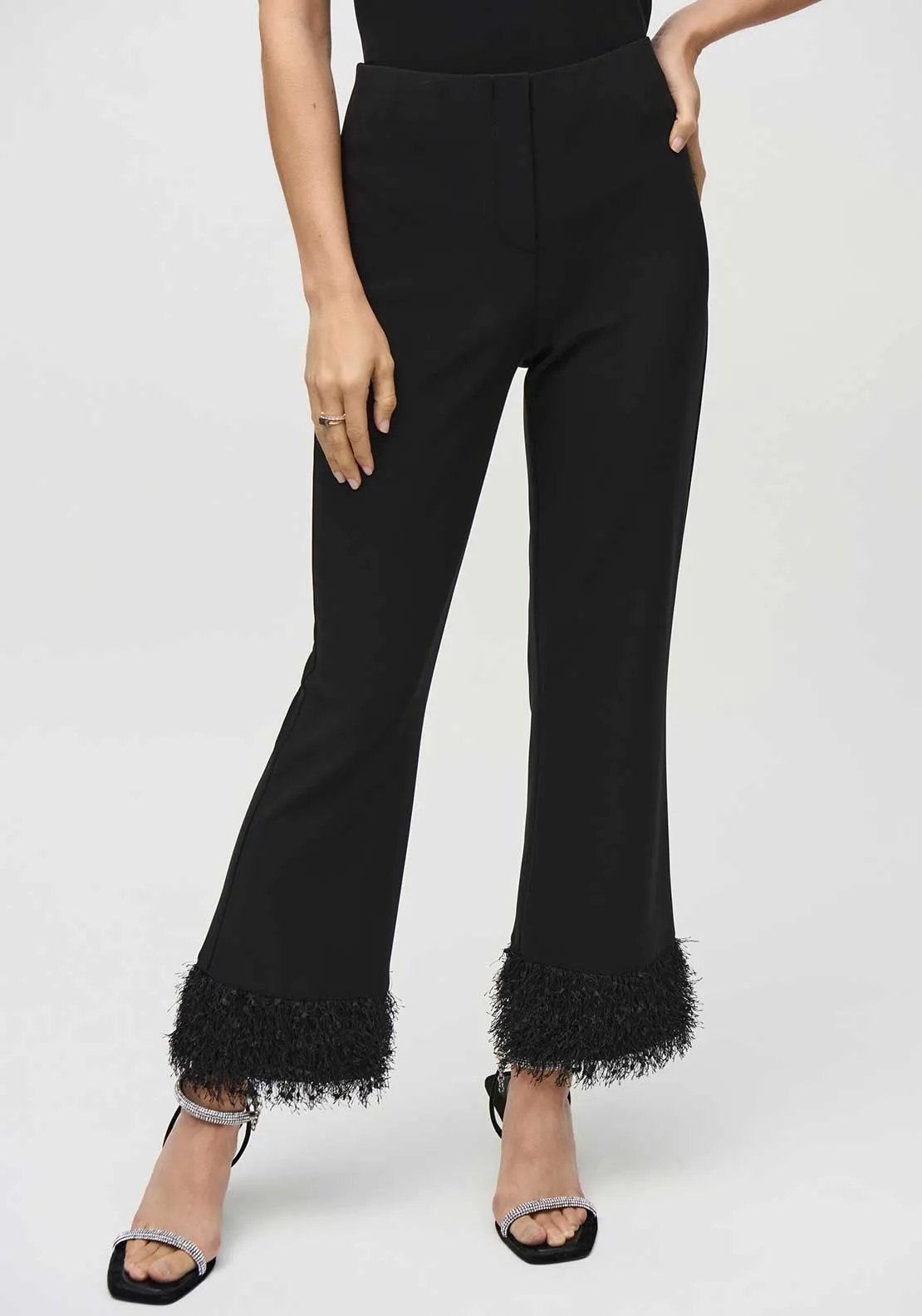 Joseph Ribkoff Fluffy Hem Trousers, Black