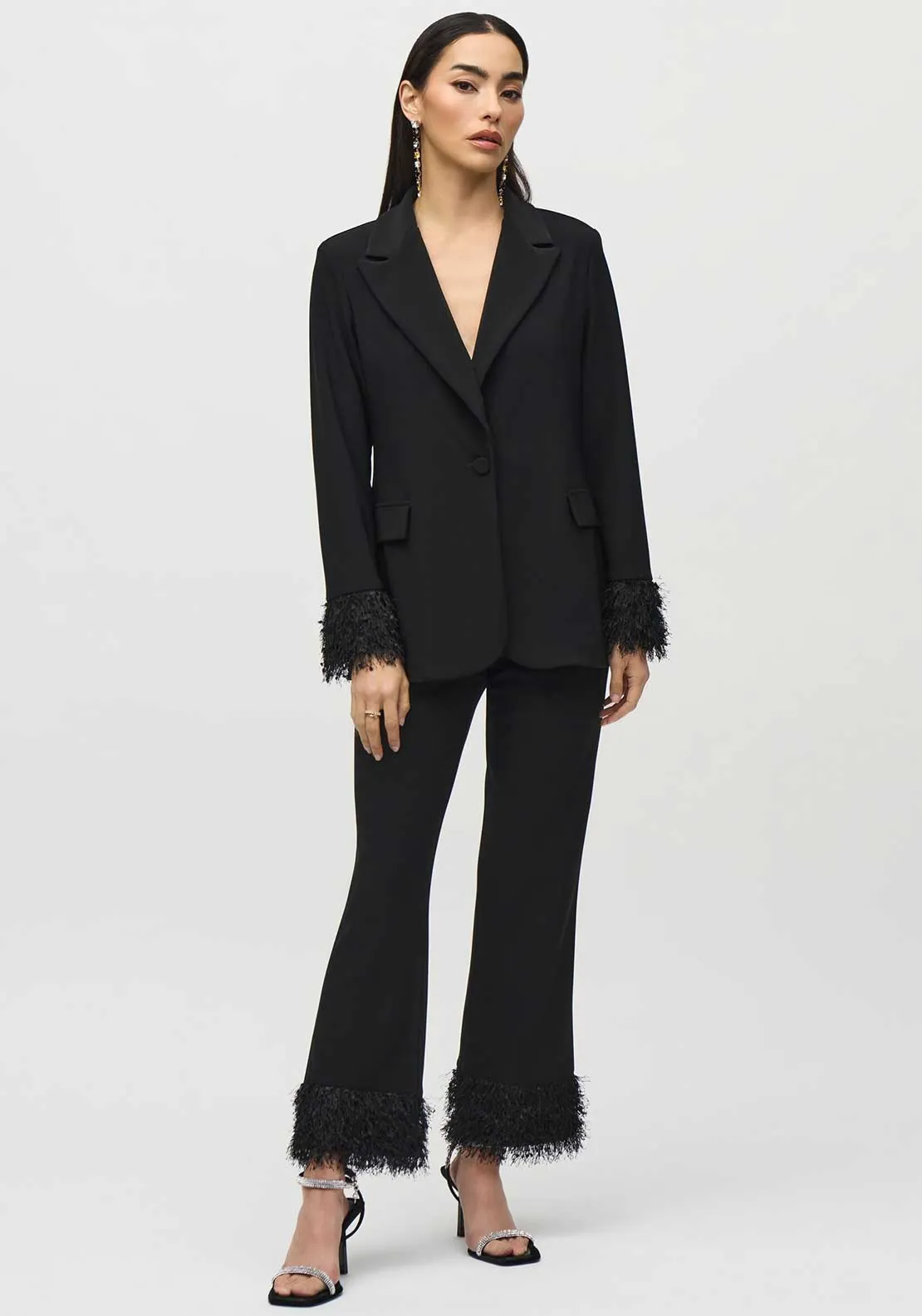 Joseph Ribkoff Fluffy Hem Trousers, Black