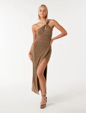 Kairo One-Shoulder Glitter Maxi Dress