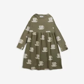 kids Bobo Choses Cup of Tea Kid's Midi Dress - Dark Green