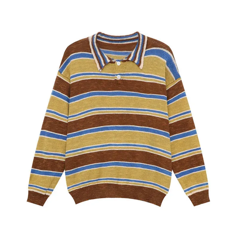 Knitted Stripe Polo Shirt