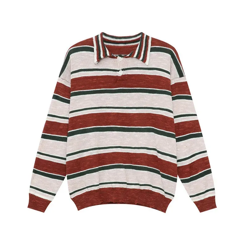 Knitted Stripe Polo Shirt