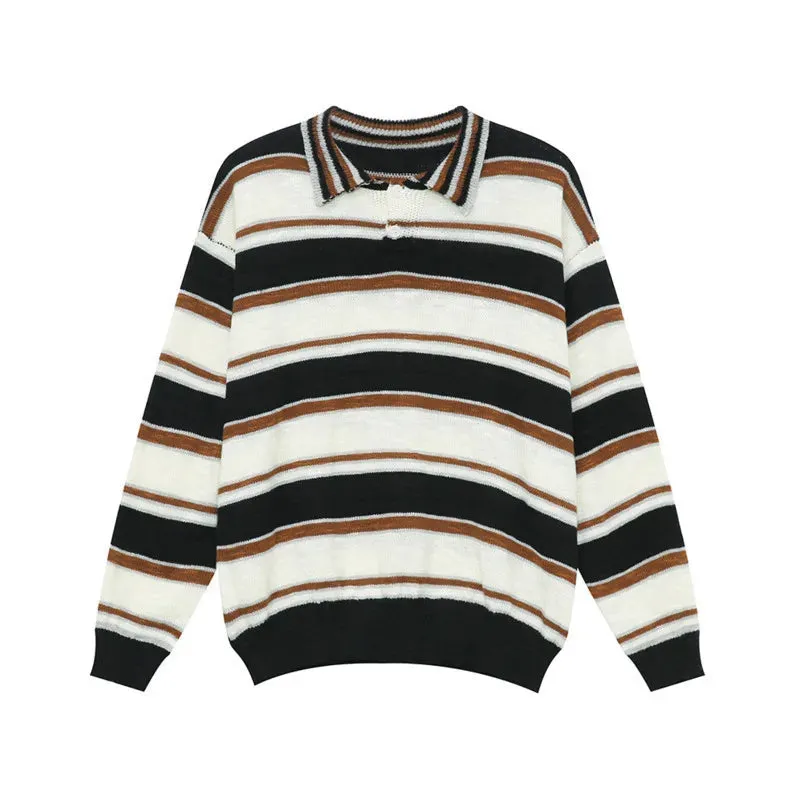 Knitted Stripe Polo Shirt