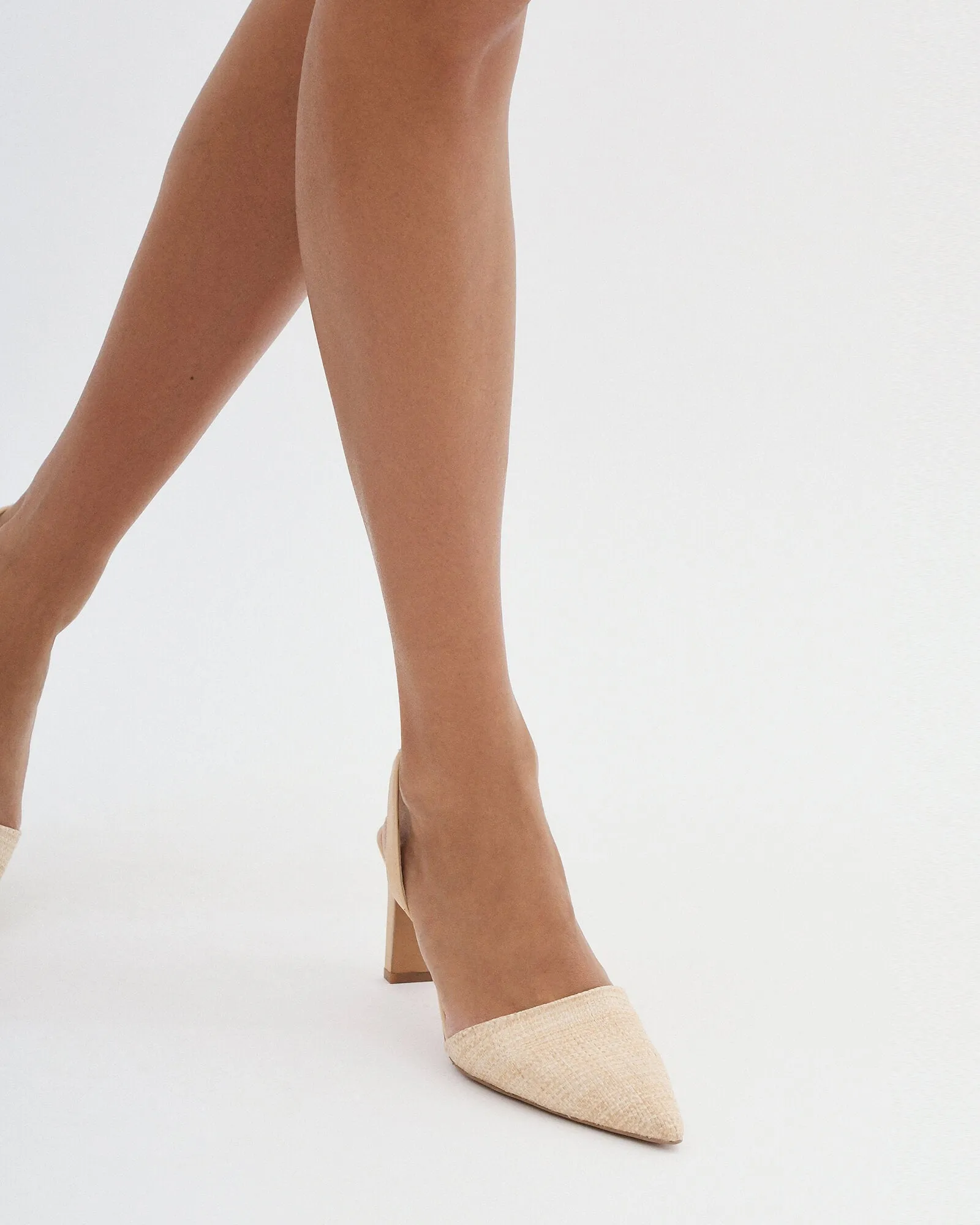 Kyra mid heels beige raffia