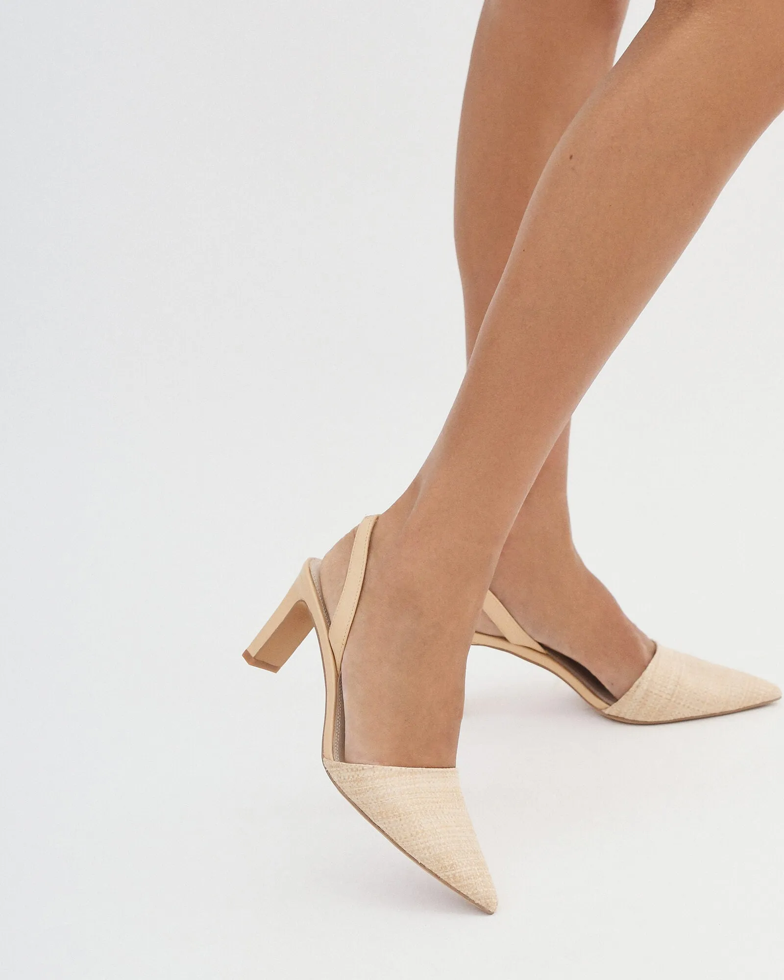 Kyra mid heels beige raffia