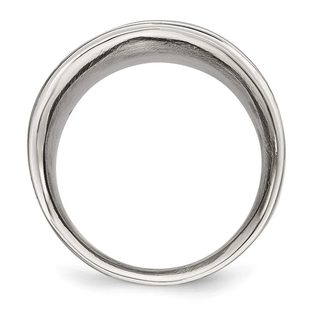 Women's 17mm Stainless Steel Polished Concaved Tapered Ring