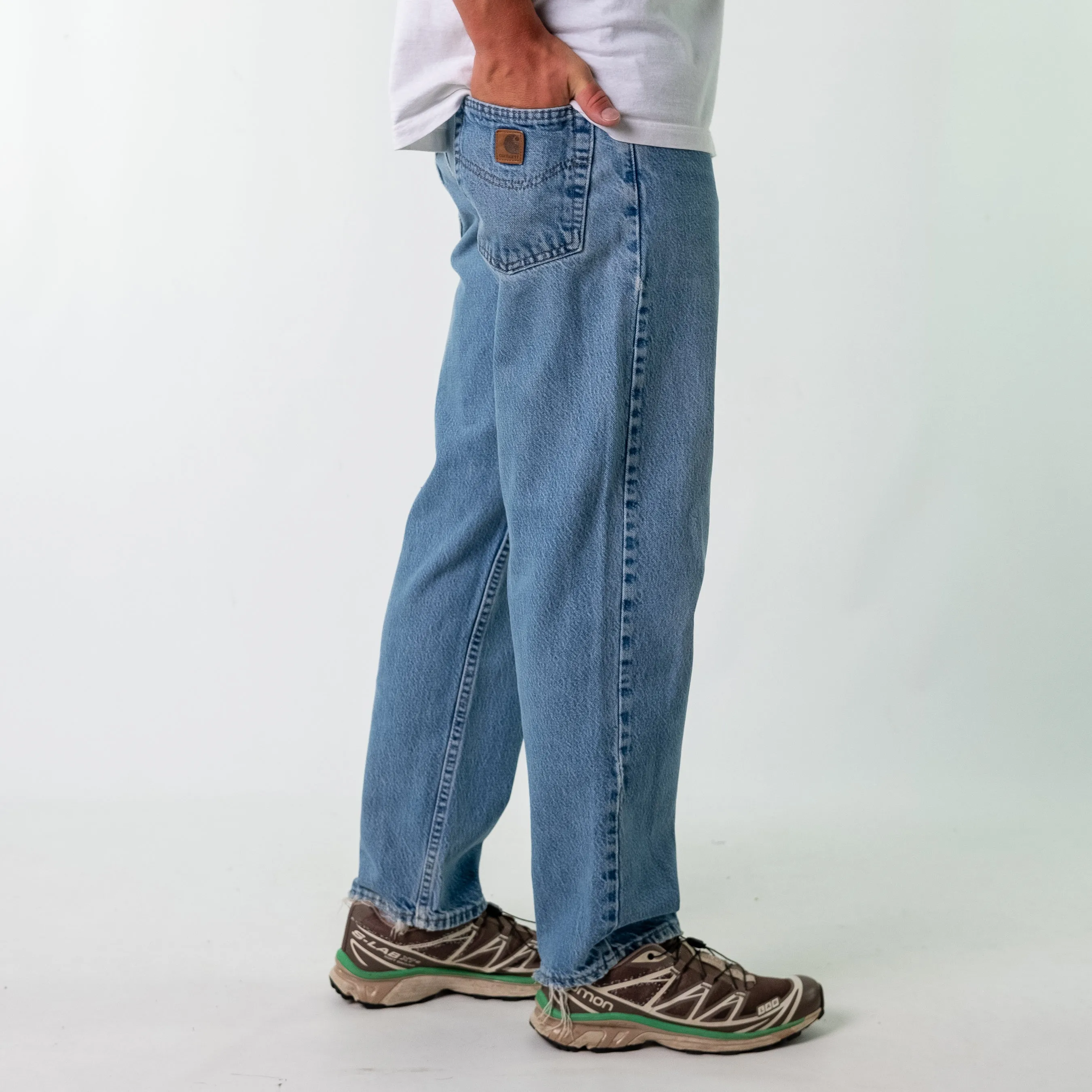 Light Blue y2ks Carhartt Denim Jeans Baggy Pants (34x30)