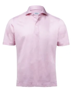 Light Pink Knit Polo Shirt with Dot Pattern