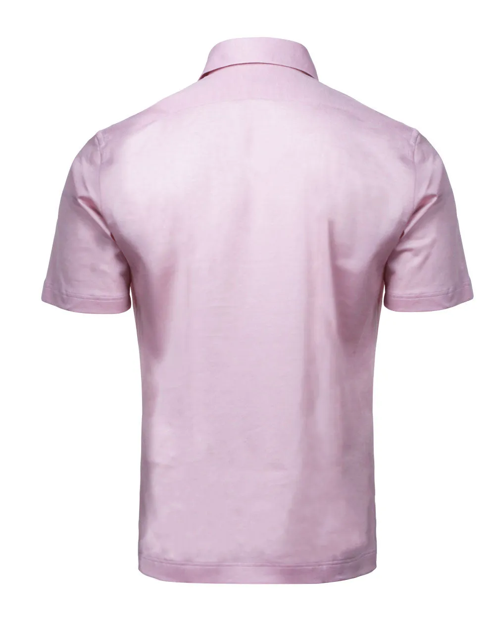 Light Pink Knit Polo Shirt with Dot Pattern