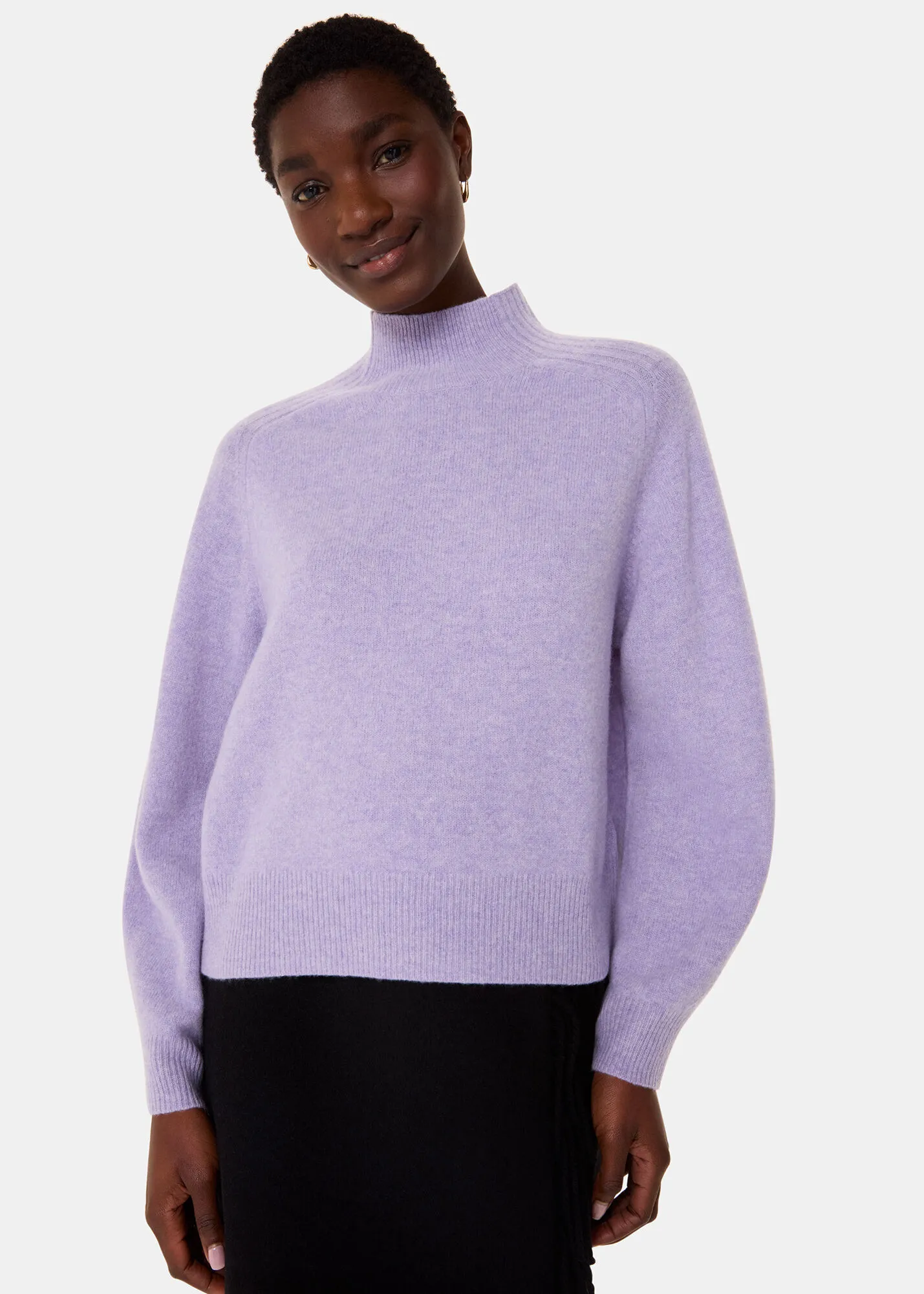 Lilac Wool Funnel Neck Knit