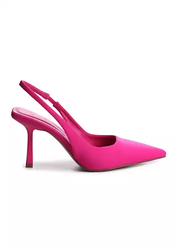 Linzi Fling Pink Lycra Sling Back Court Heels | Grattan