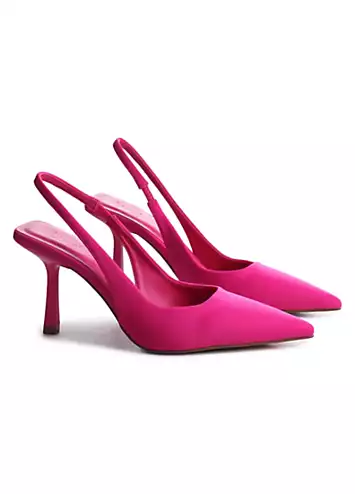 Linzi Fling Pink Lycra Sling Back Court Heels | Grattan