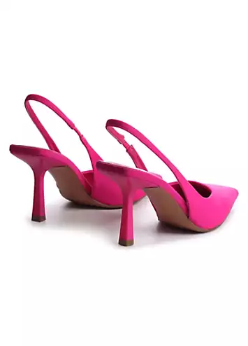 Linzi Fling Pink Lycra Sling Back Court Heels | Grattan