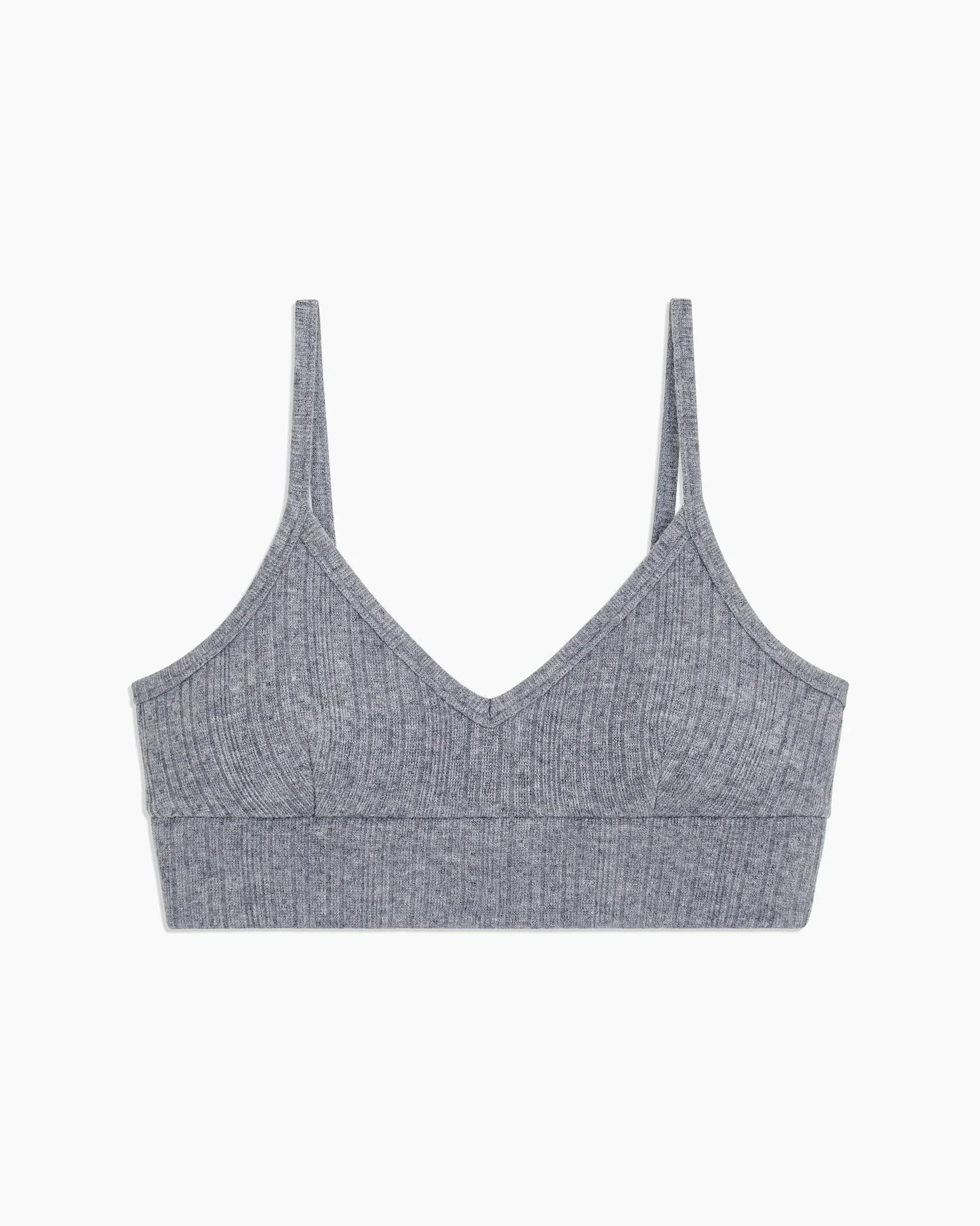 Longline Irregular Brushed Rib Lounge Bra | Heather Grey