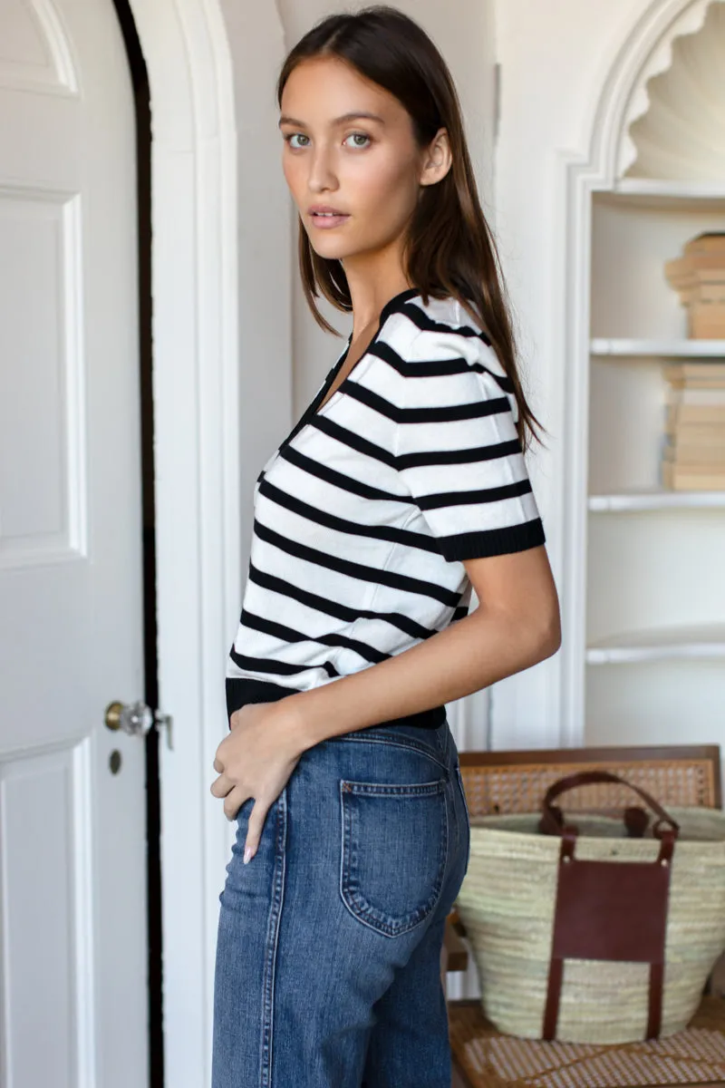 Luxe Emerson Knit Top - Mariner Stripe Tencel + Cashmere