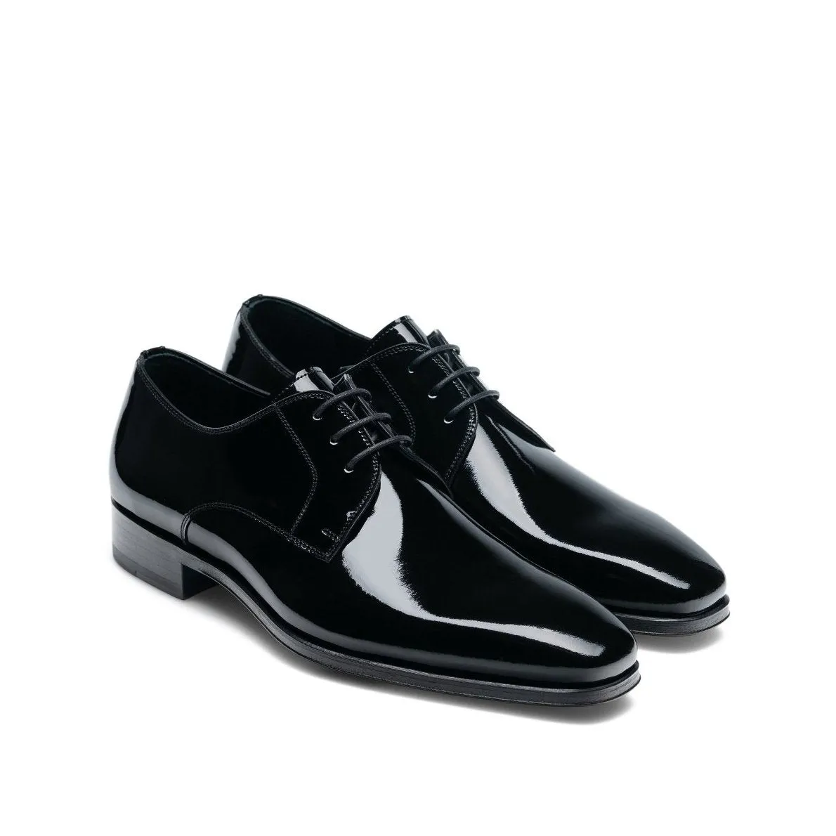 Magnanni Dante black patent leather shoes for men, Derby Oxfords style