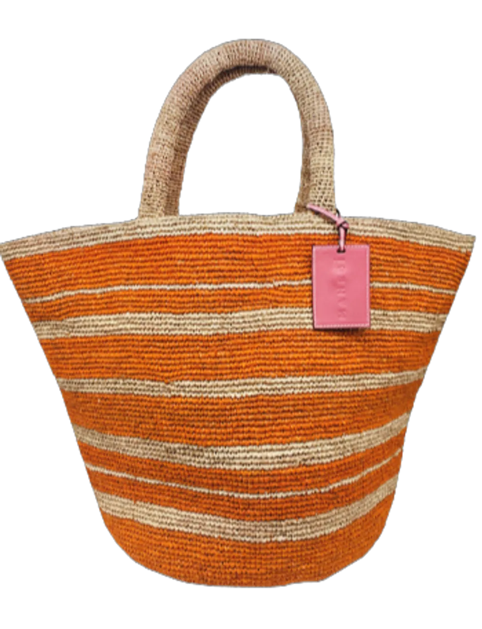 Manebi Summer Tote Bag in Tan with Orange Stripes