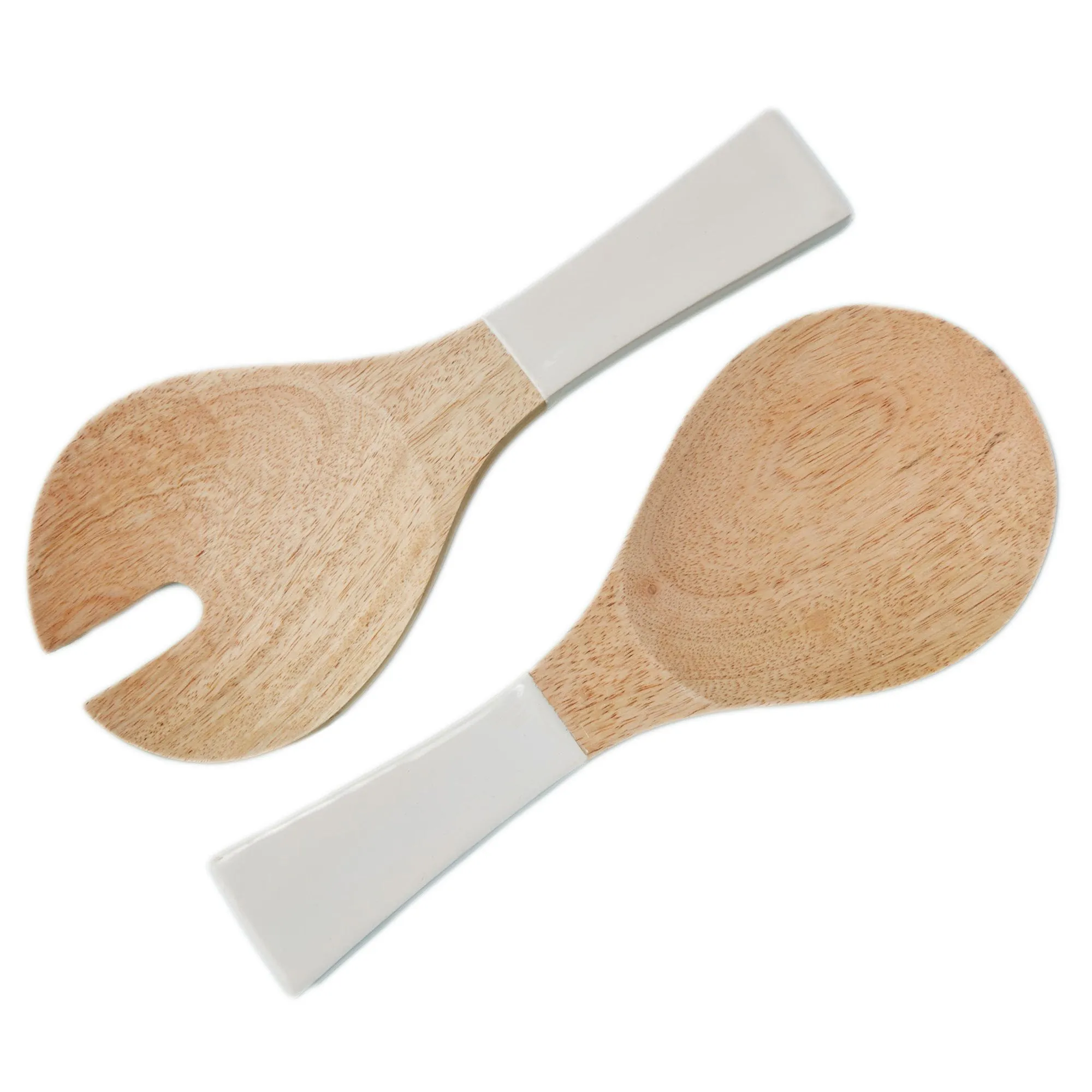 Mango Wood & White Enamel Serving Set