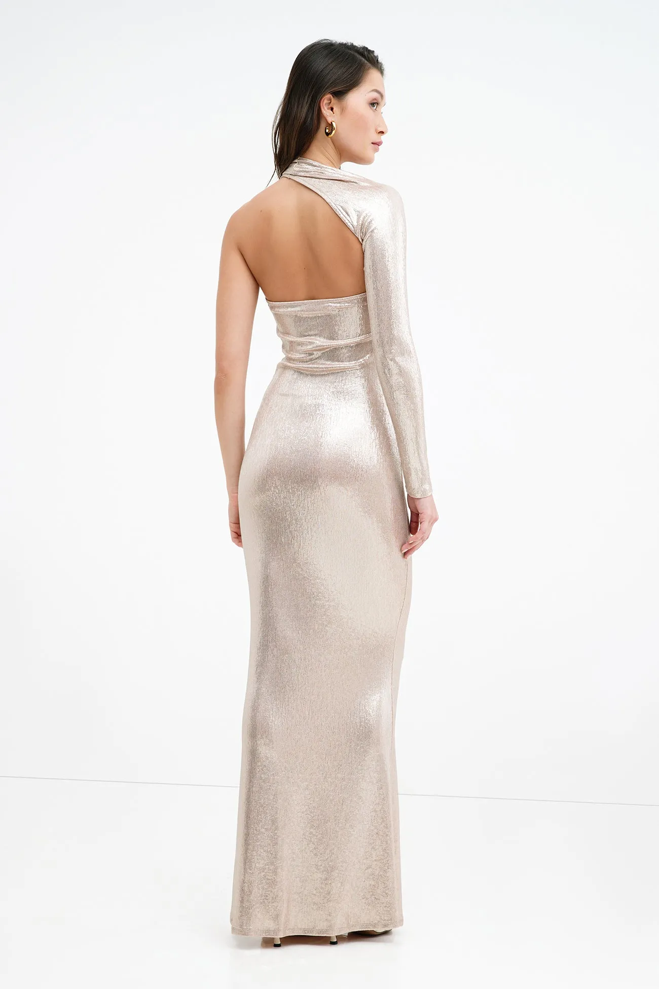 Manhattan Metallic One Shoulder Gown