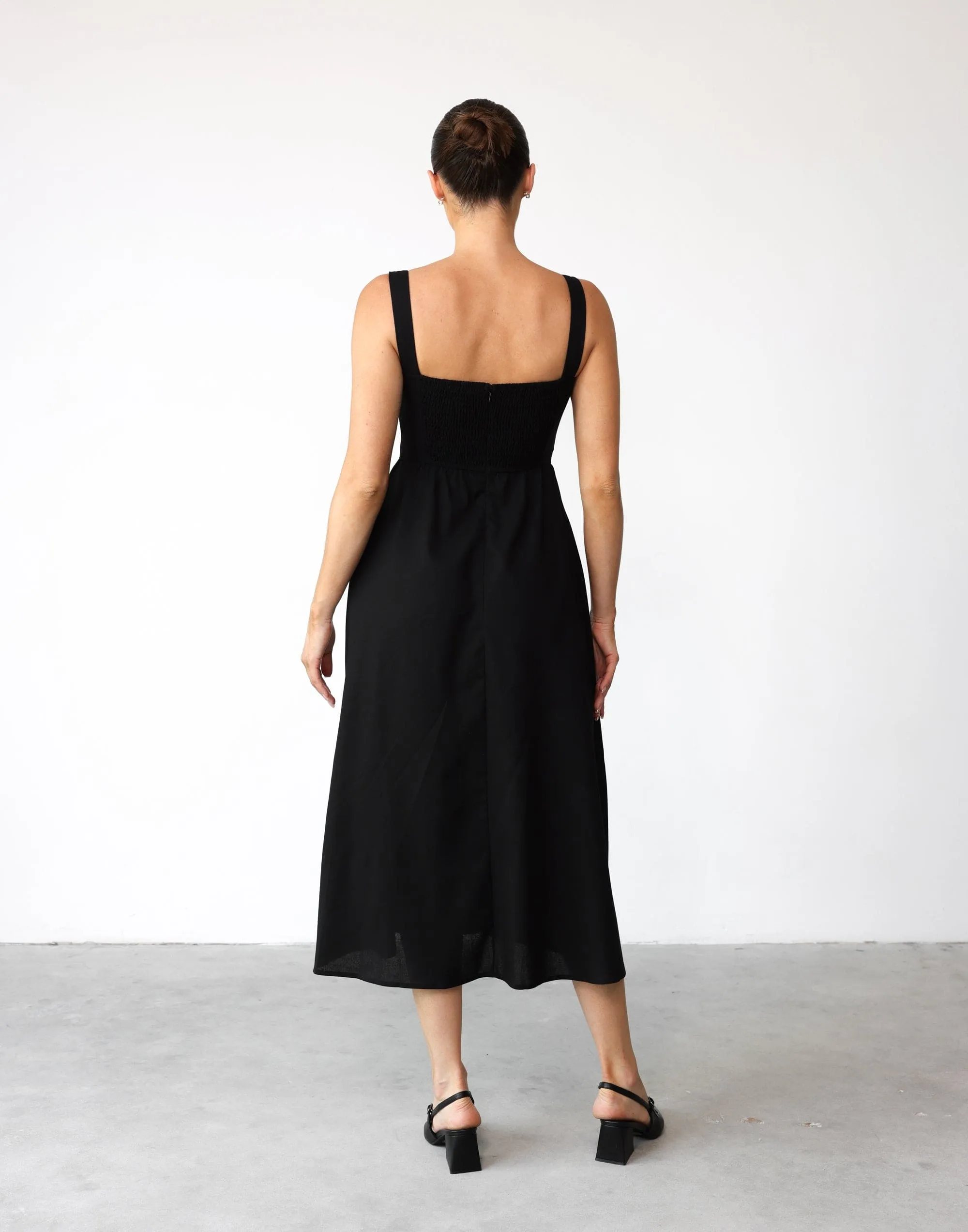 Black Mariel Midi Dress