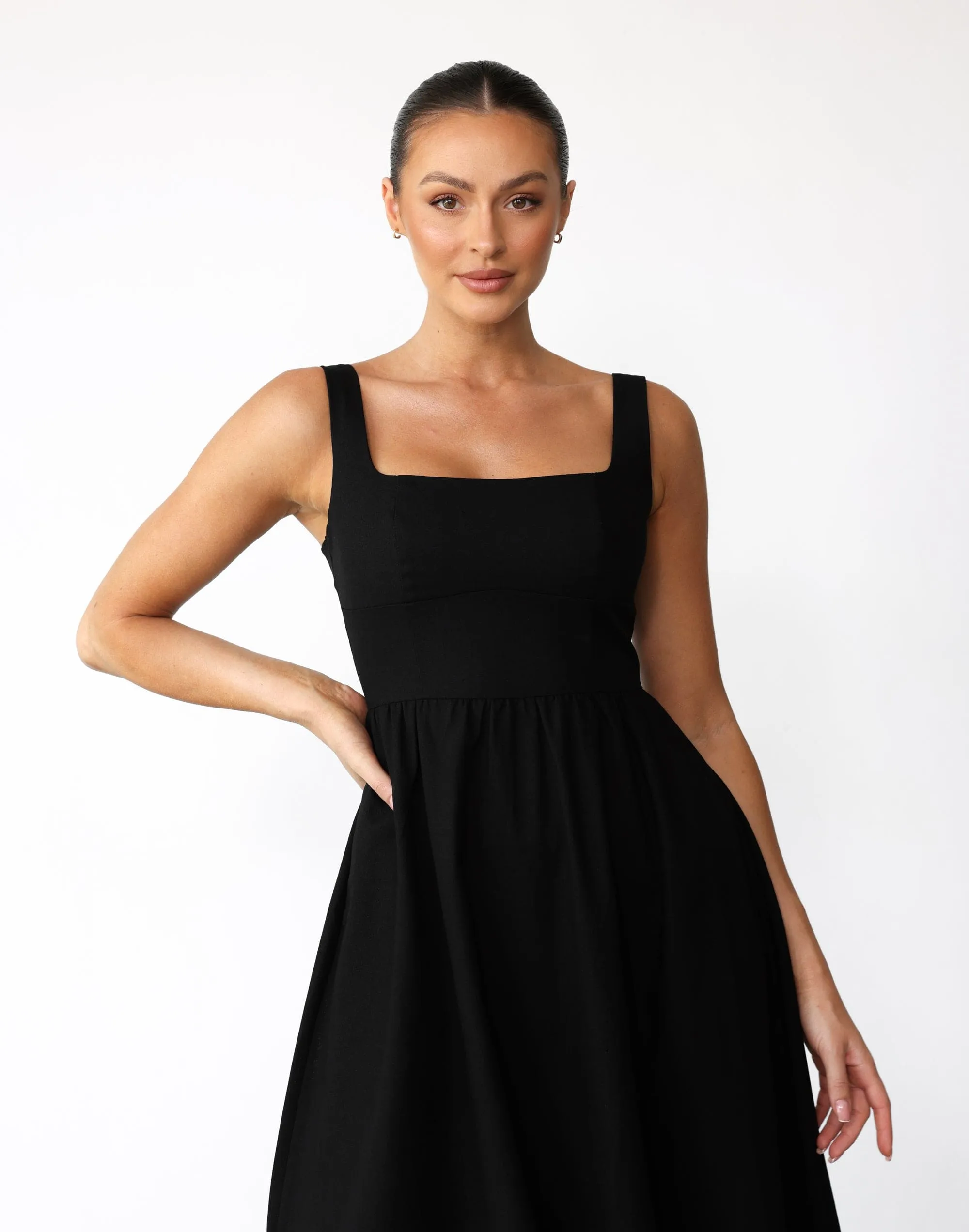 Black Mariel Midi Dress